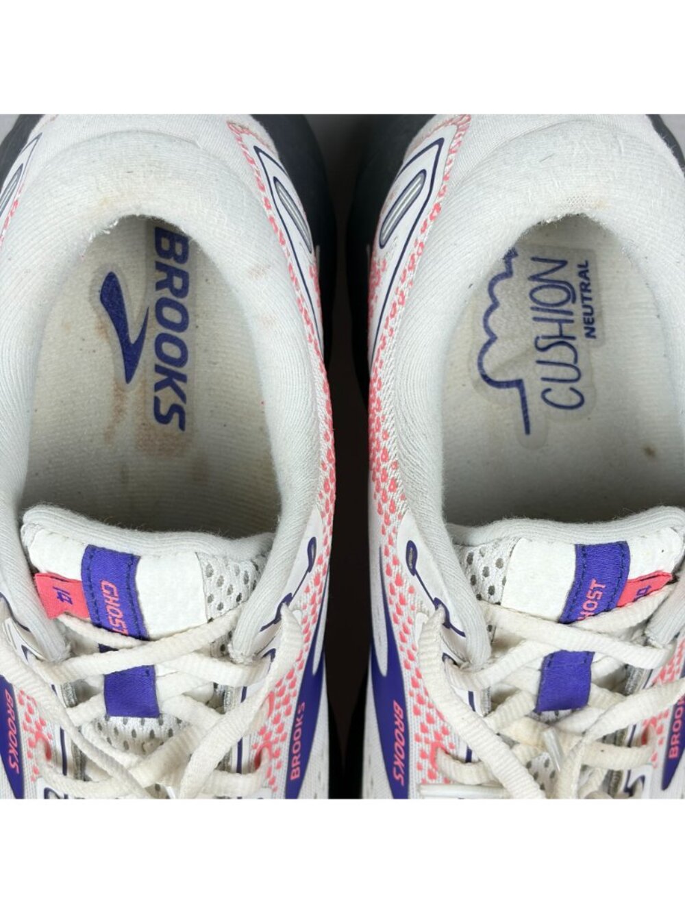 Brooks Ghost 14 Athletic Running Shoes Womens 10 White Purple Pink Breathable - Picture 7 of 10